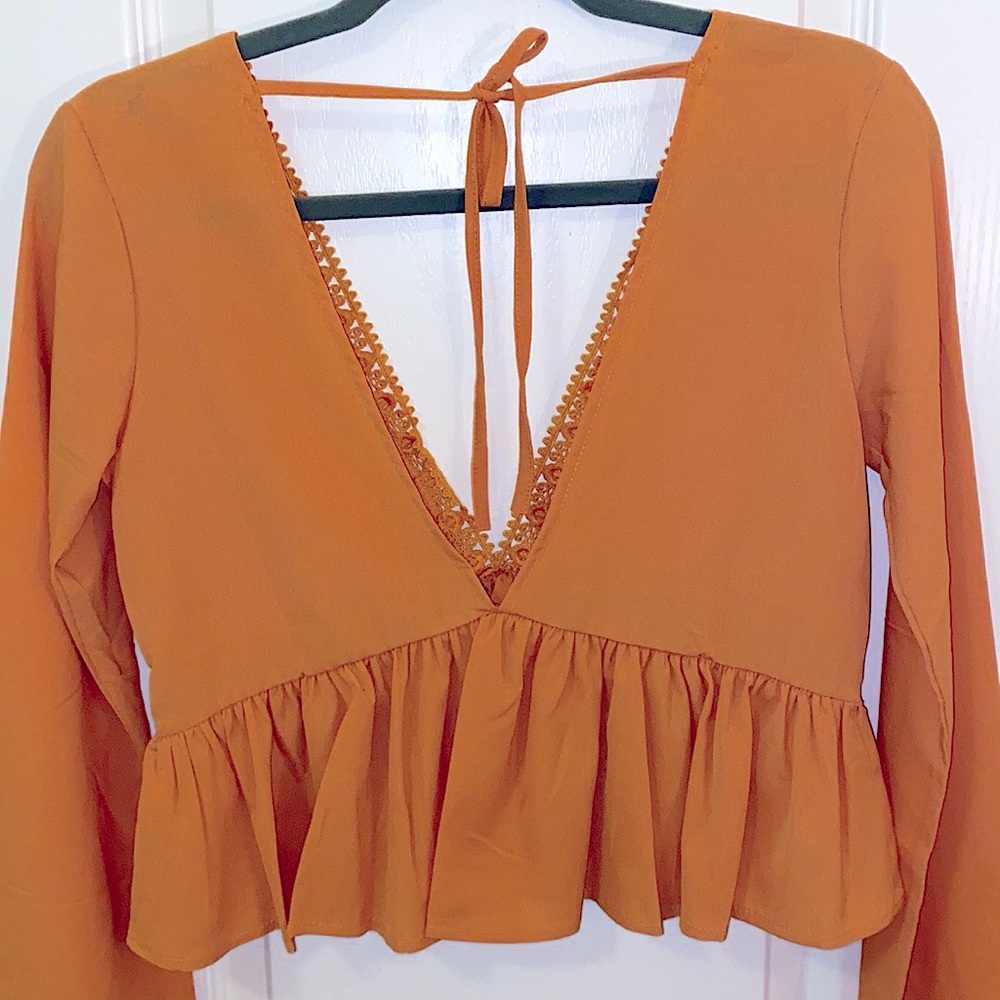 Burnt yellow cropped blouse - Picture 4 of 5